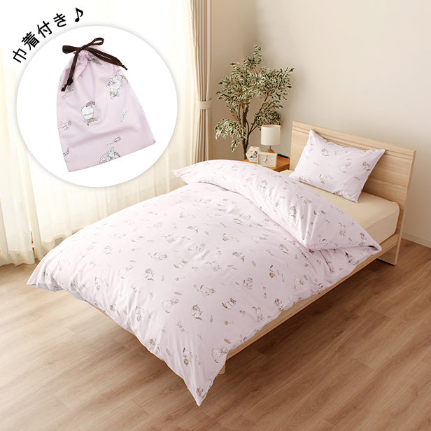 【WEB別注】巾着付き 2点セット洗いざらし(ミャオマーチ/パープル)