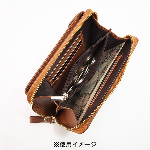 お財布機能付きスマホショルダー（キャメル）
