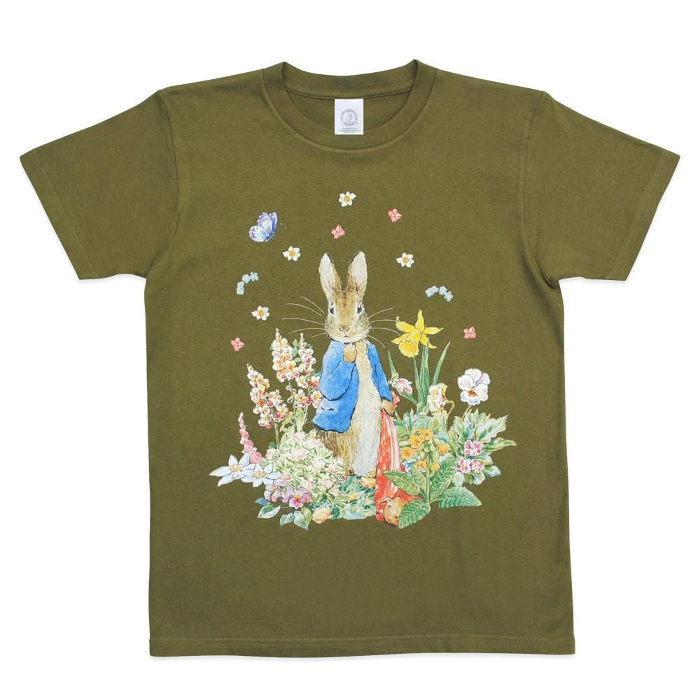 大人用Tシャツ Sサイズ （ハッピーガーデン/オリーブ)